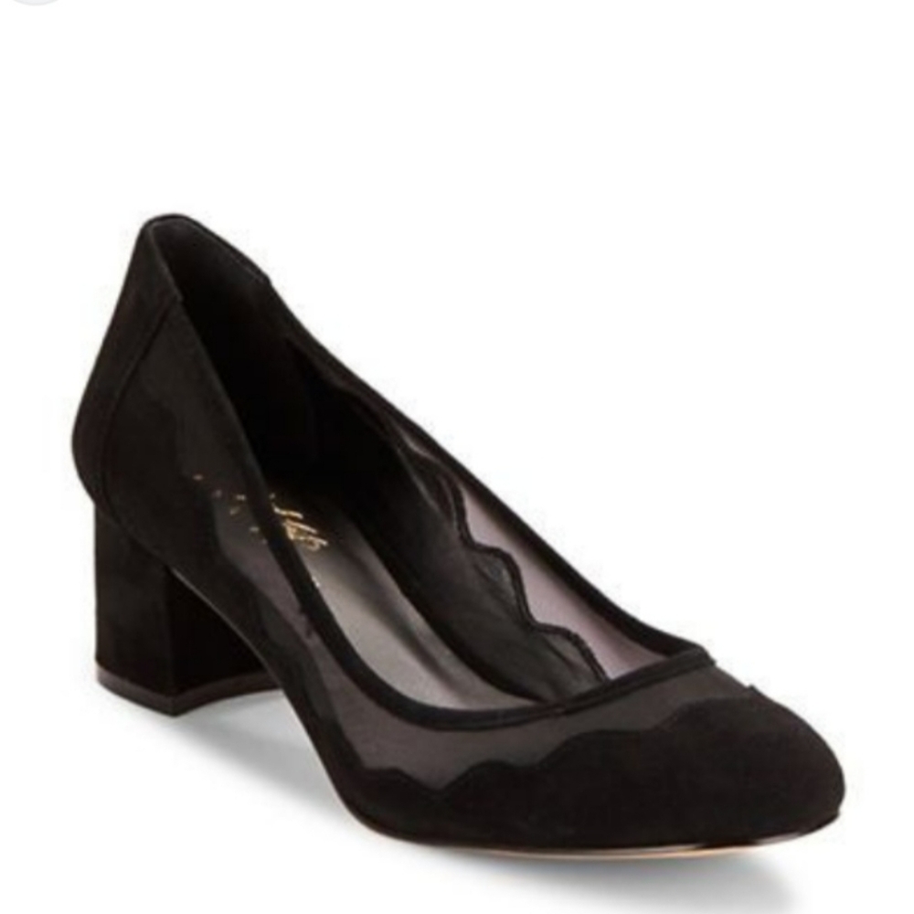 Lord & Taylor 424 Fifth Black Mesh Suede Heels 8.5